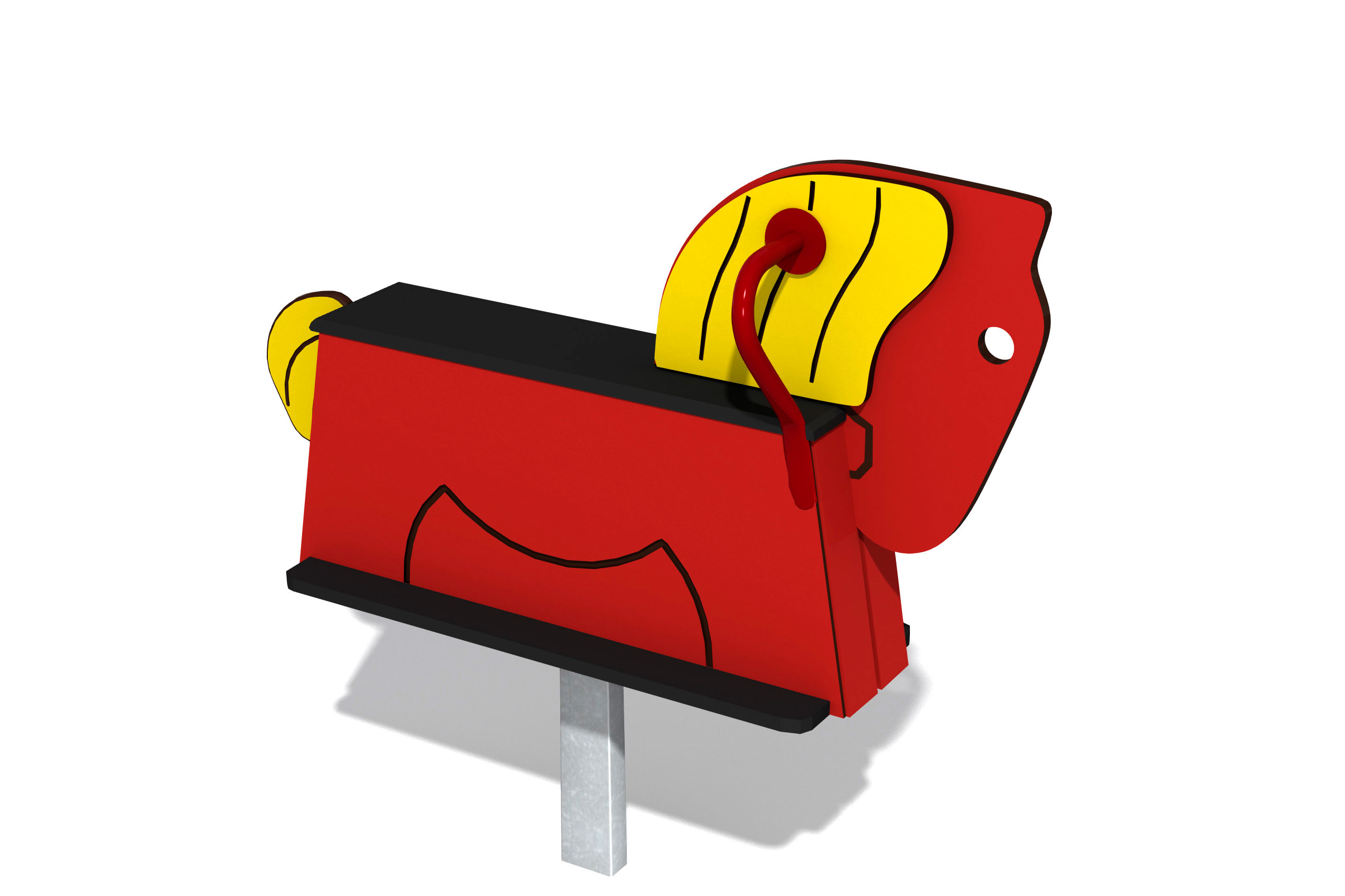 A red horse shaped rocker